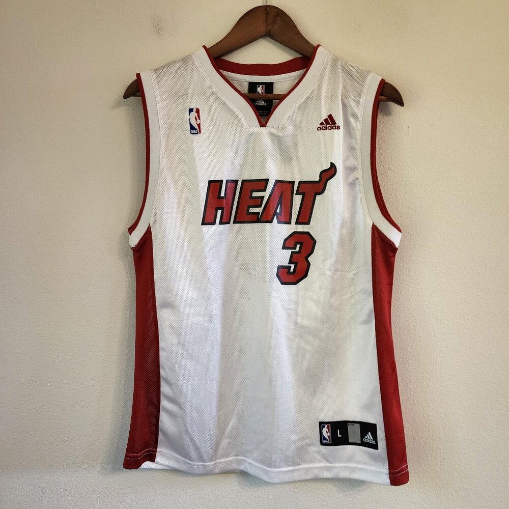 Adidas Youth Dwyane Wade Jersey L 14-16 Black Miami Heat NBA #3 Basketball Shirt